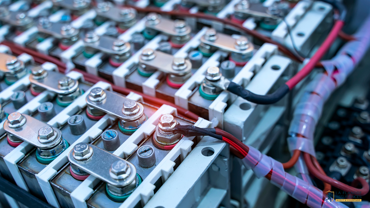 Chariot élévateur électrique à batterie lithium-ion en entrepôt logistique